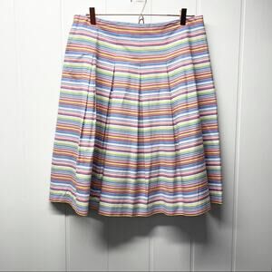 Talbots Rainbow Striped Pleated Skirt Size 12